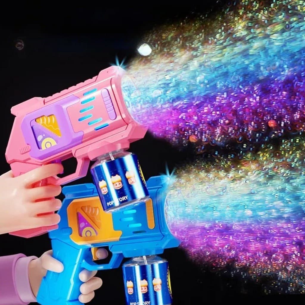 Lança Bolhas de Sabão Infantil Automática Arminha com Luz Brinquedo Divertido para Crianças