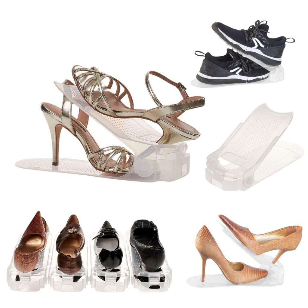 Kits Organizador de Saltos Sapatos Tênis Furo Transparente Reg de Altura