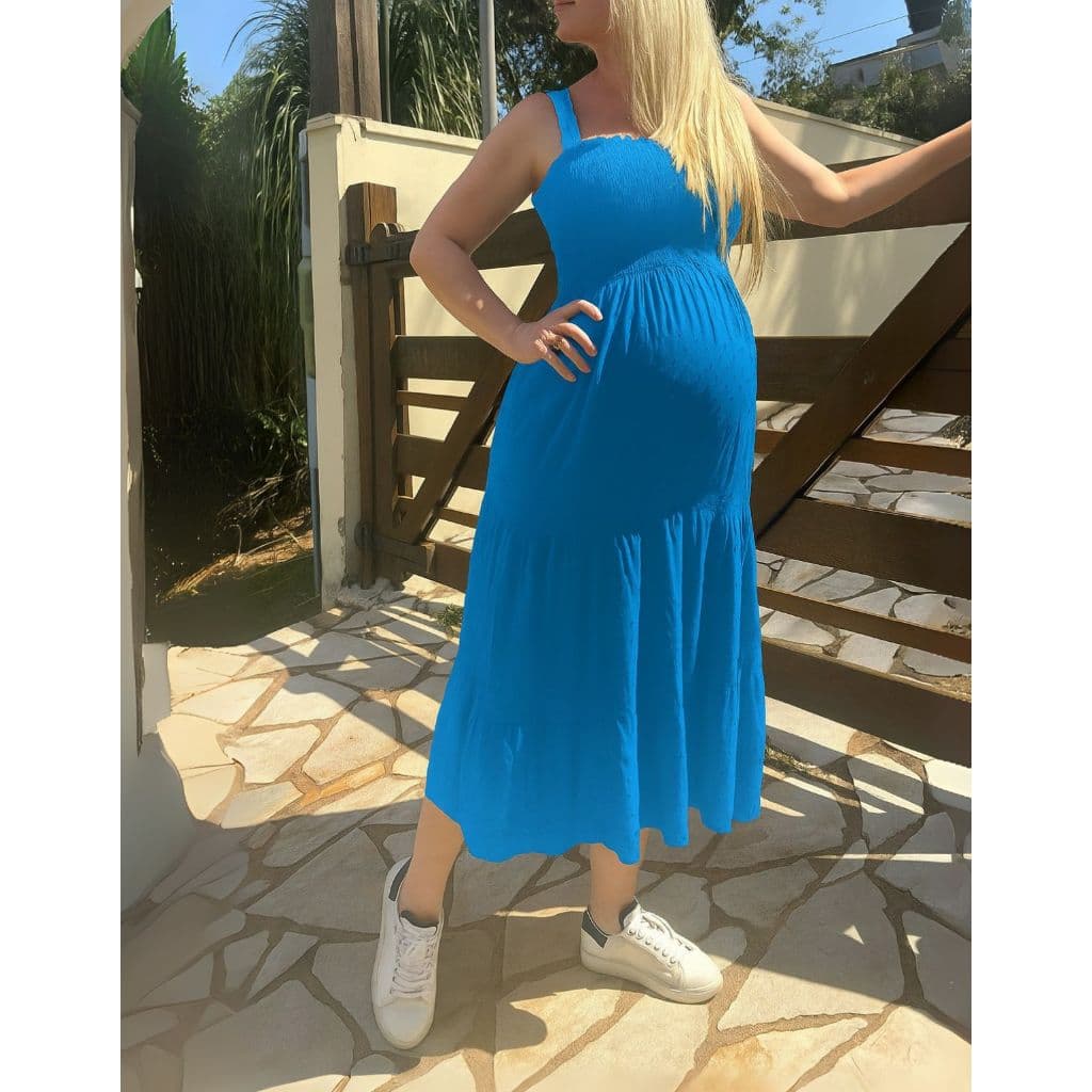 Vestido De Verão Plus Size Grávida Alças Finas Ajustáveis Confortável Para Gestantes