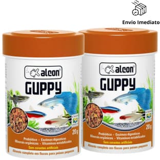 KIT 2 UN Ração para Peixes Pequenos Alcon Guppy 20g