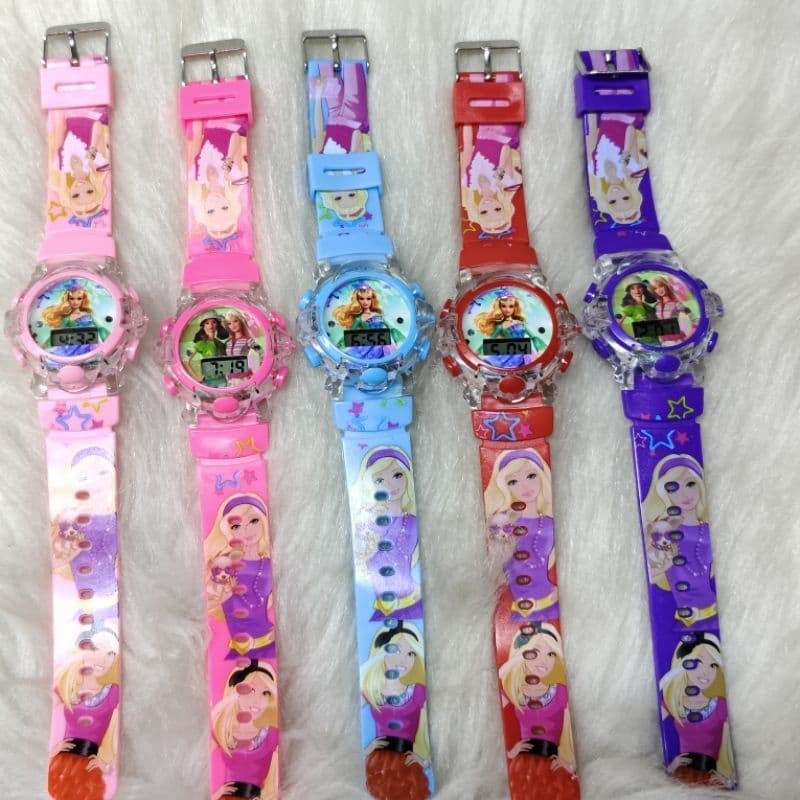 Relógio infantil personagem Barbie e musical