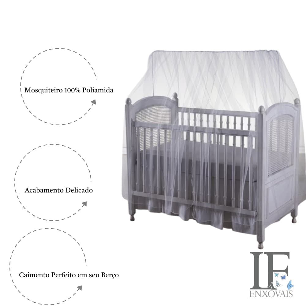 Mosquiteiro Berço Americano Simples Bebê Varão Tule Branco Proteção Contra Insetos e mosquitos