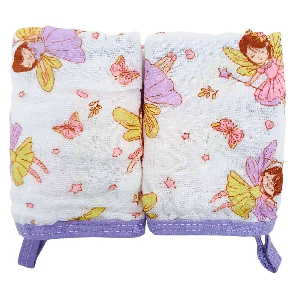 Kit 2 Toalhas Pano de Boca Bebe Soft 100% Algodão Menino Menina Enxoval Com Prendedor de Chupeta