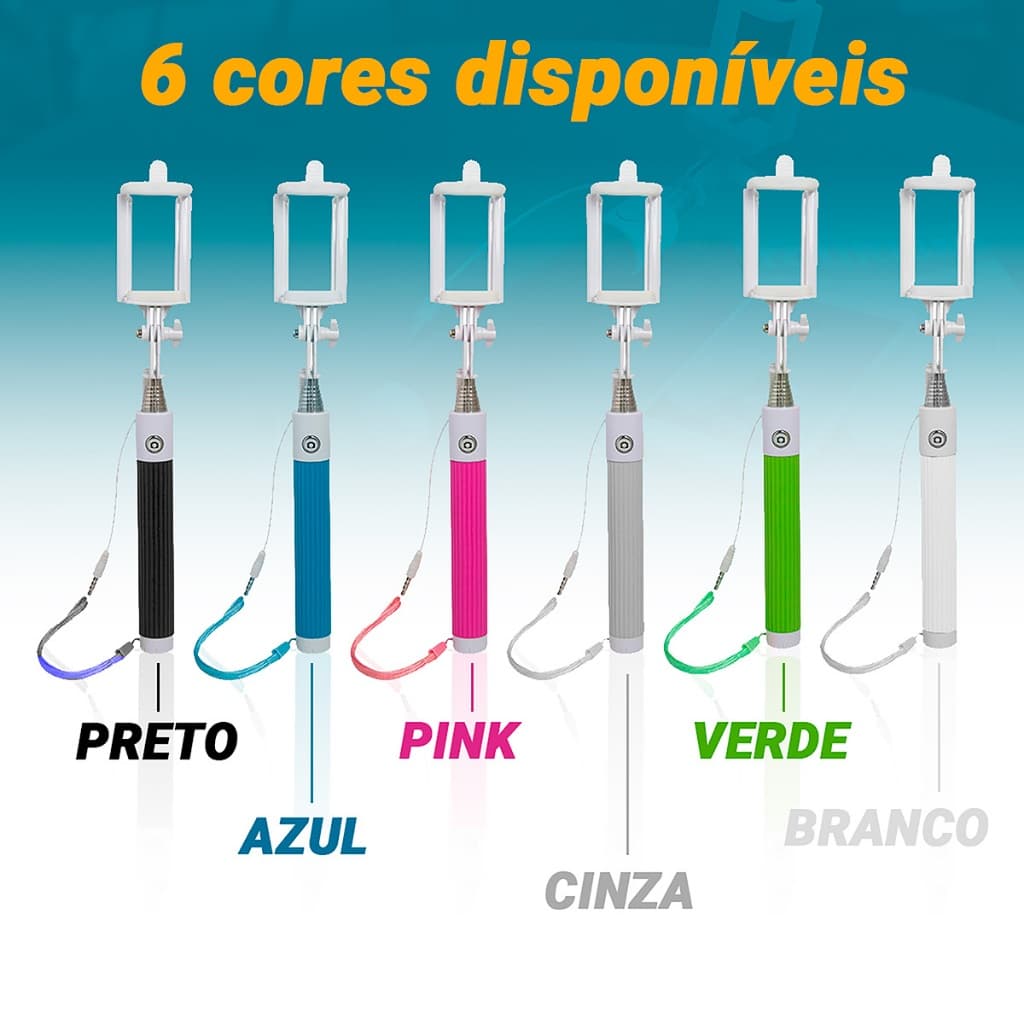Bastão De Selfie Retrátil Para Celular Com Botão De Disparo Pau De Selfie Colorido