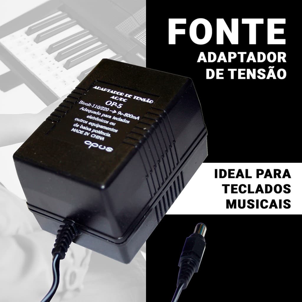 Fonte De Alimentação Bivolt Com Chave Seletora 800mA DC 9V