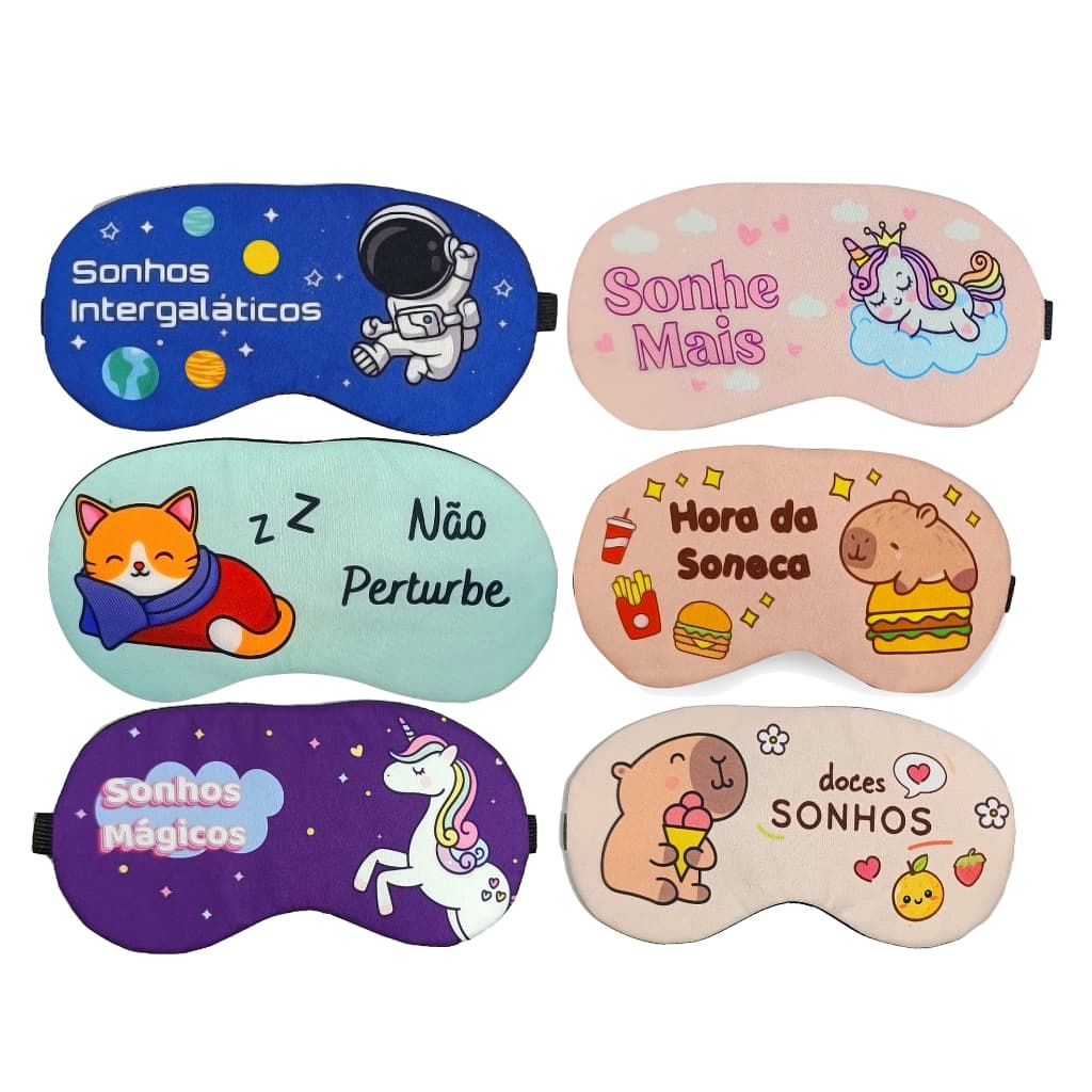 Tapa Olhos Capivara Gato Astronauta Macio Mascara de Dormir Confortavel