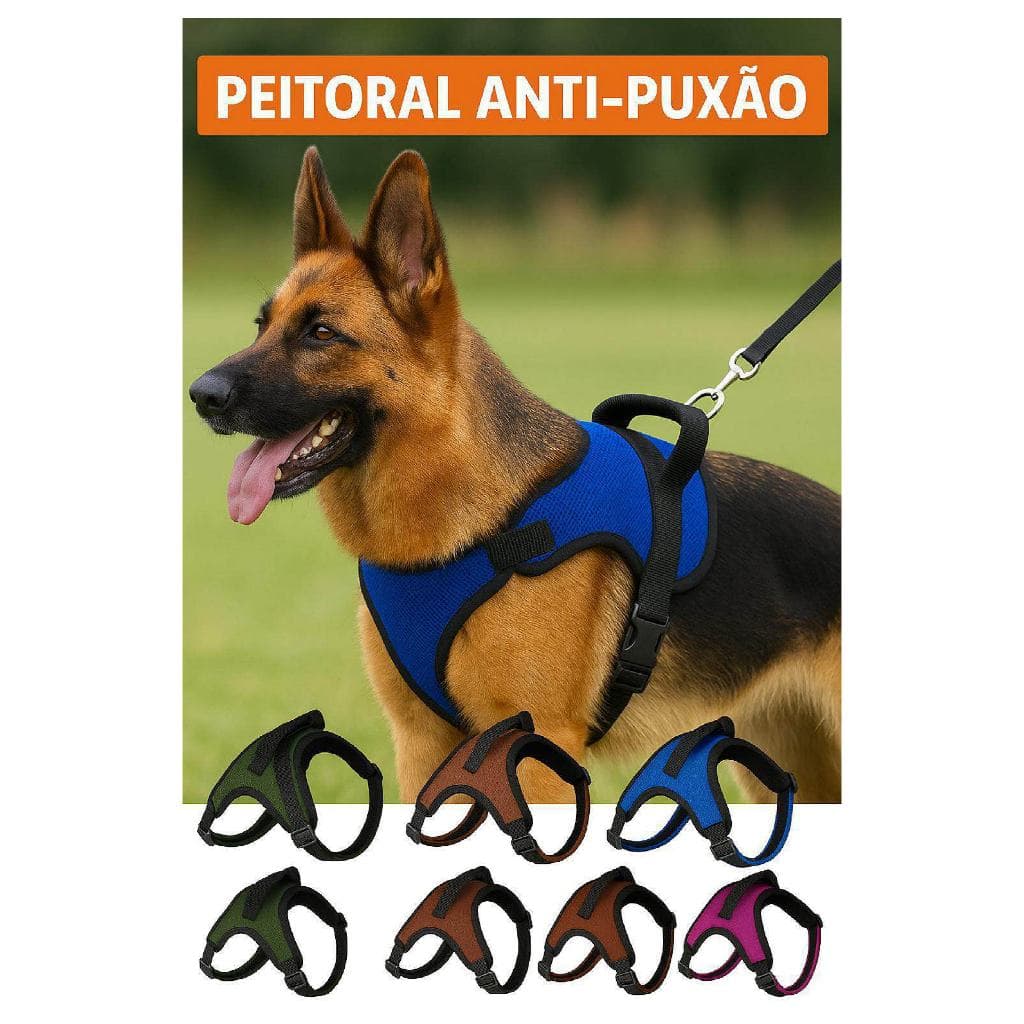 Peitoral com Guia para Cachorros – Ajustável, Confortável e Reforçado com Alça de Controle