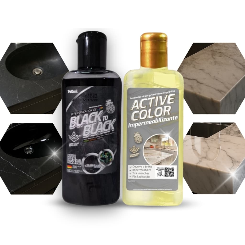 Intensificador Cor Mármore Granito Ativador Revitalizador Black To Black Active Collor 140mL