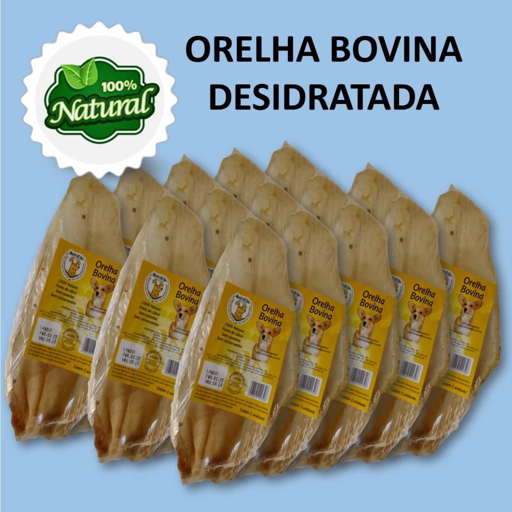 Petisco Cachorro Orelha Bovina Desidratada Mordedor Natural