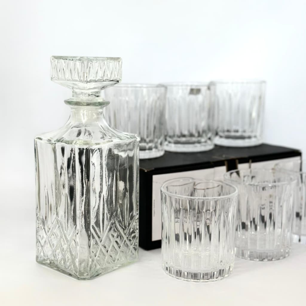 Kit Garrafa whisky + Copos De Vidro 1litro Retrô Licor Decoração Luxo