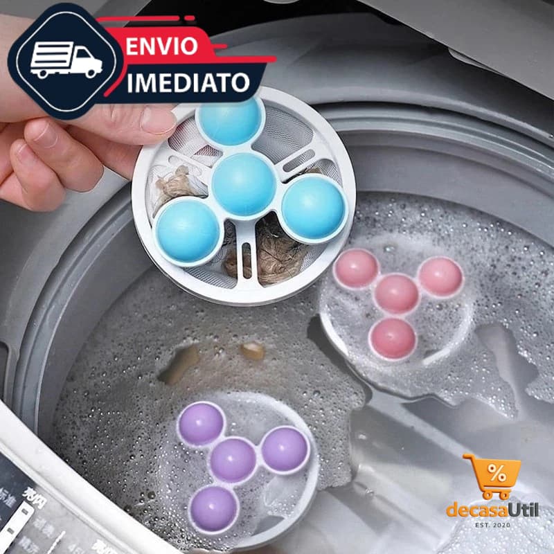 Filtro Coletor de Pelos Fiapos Flutuante Para Máquina de Lavar Roupa Reutilizável