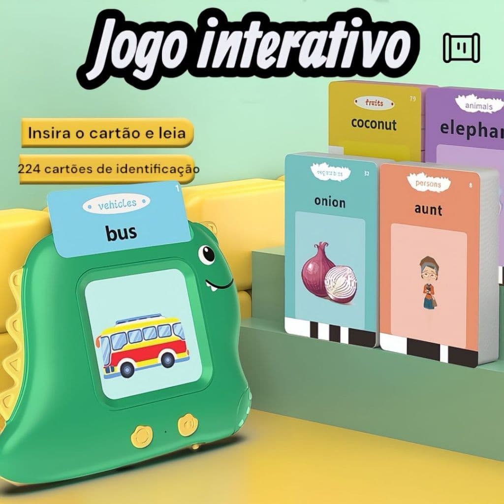 Jogo Interativo de Cartas Infantil Aprendizagem de Inglês Português para Crianças Barulho Brinquedo