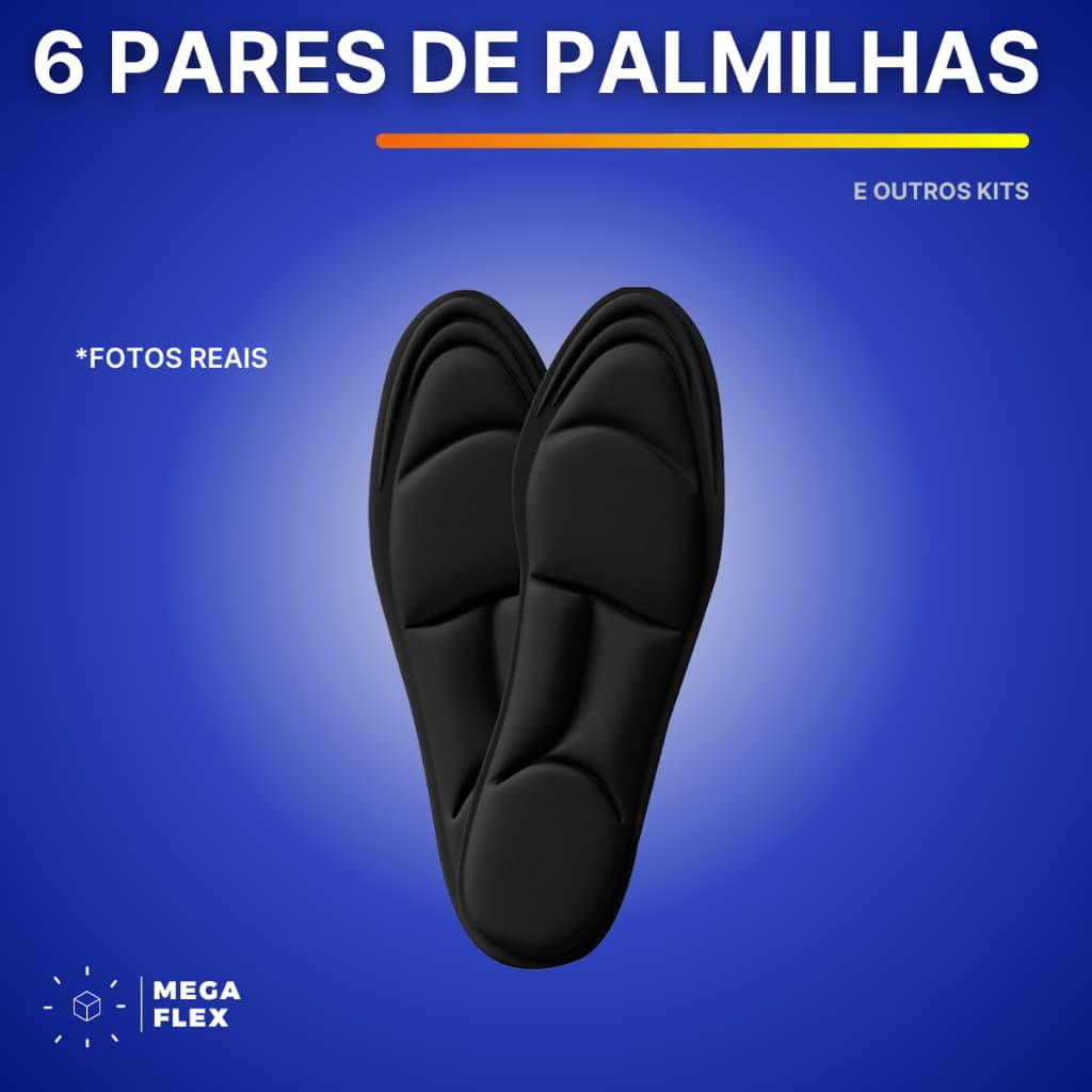 Kit de Palmilhas Ergonômicas 5D Anatômica e Alivio de Dores