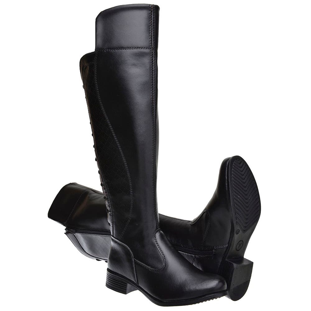 Bota Feminina Over Knee Confortavel Cano Alto Longo Cadarço Ziper Lateral