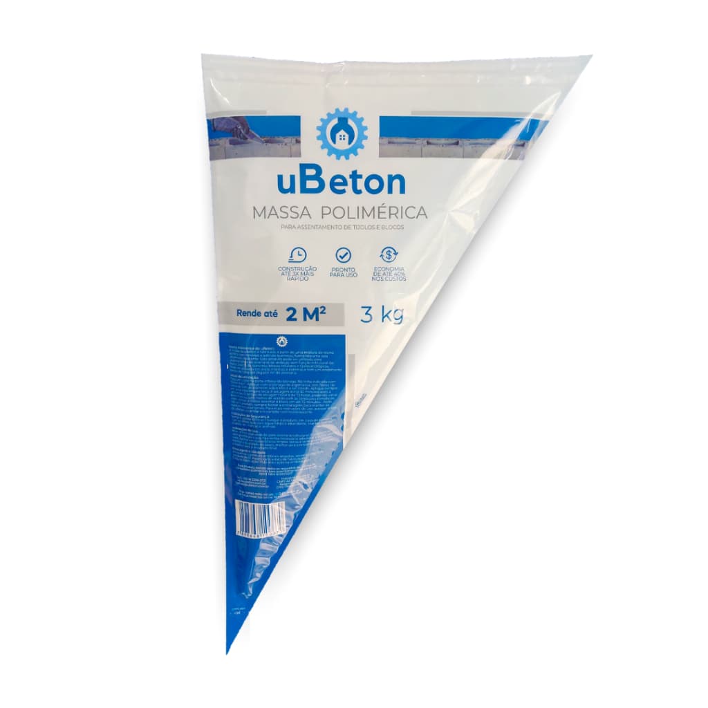 Argamassa Massa Polimérica uBeton - Cola Tijolo e Bloco - Bisnaga 3kg - Alto Rendimento