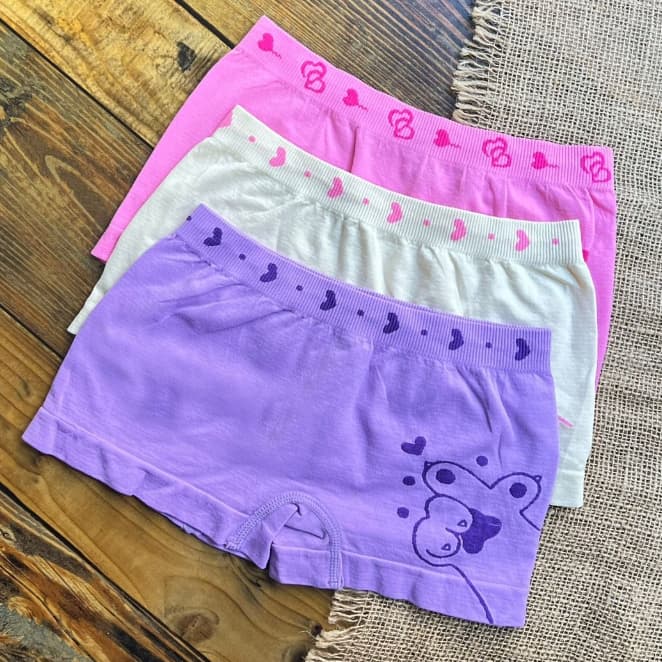 Kit 3 Calcinha Box Cueca Moda Infantil Juvenil  Menina Conforto Lingerie Roupa Íntima Kids