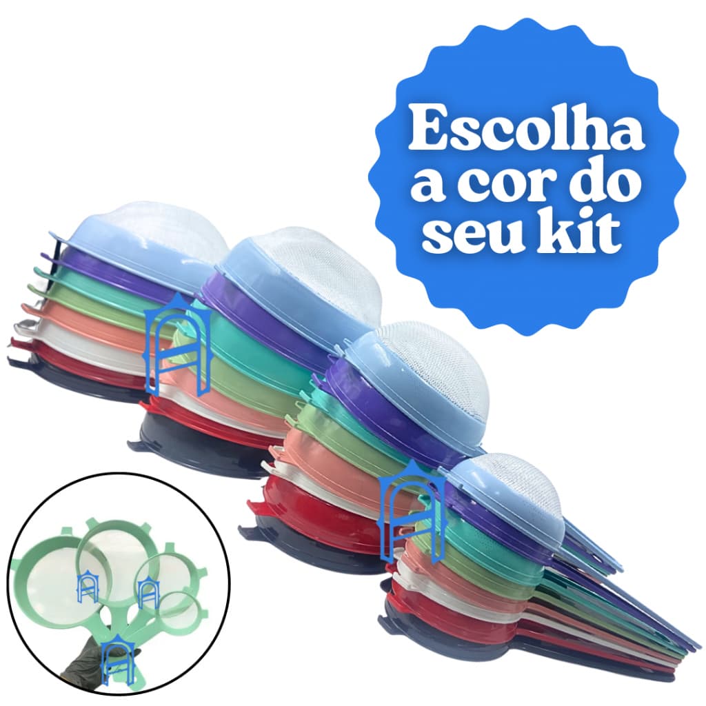 Kit 4 Peneira 7, 11, 15 e 18 cm Ideal Cozinha Coador Plástico Prática