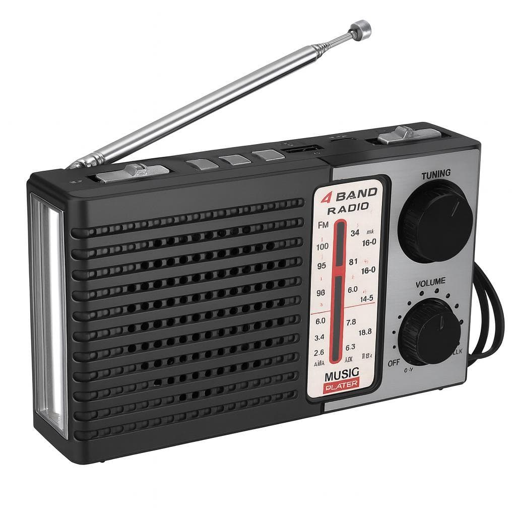 Rádio Antigo portátil SW /MP3 /AM / FM lanterna 3 Pilhas ou RecarregávelMK-918 LN