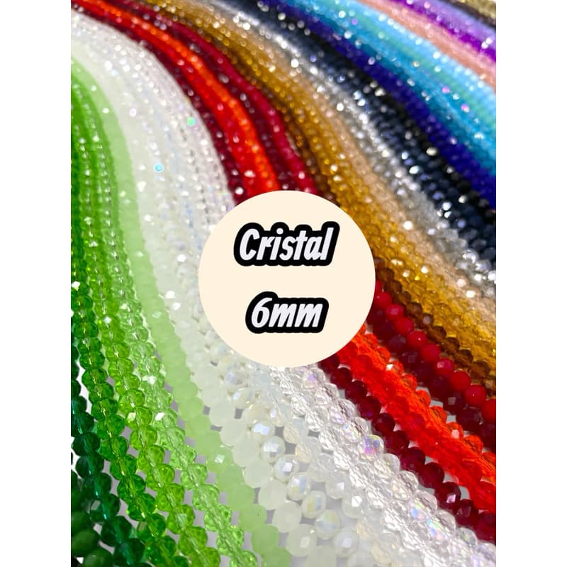 Fio de Cristal Achatado Facetado Chinês 6mm