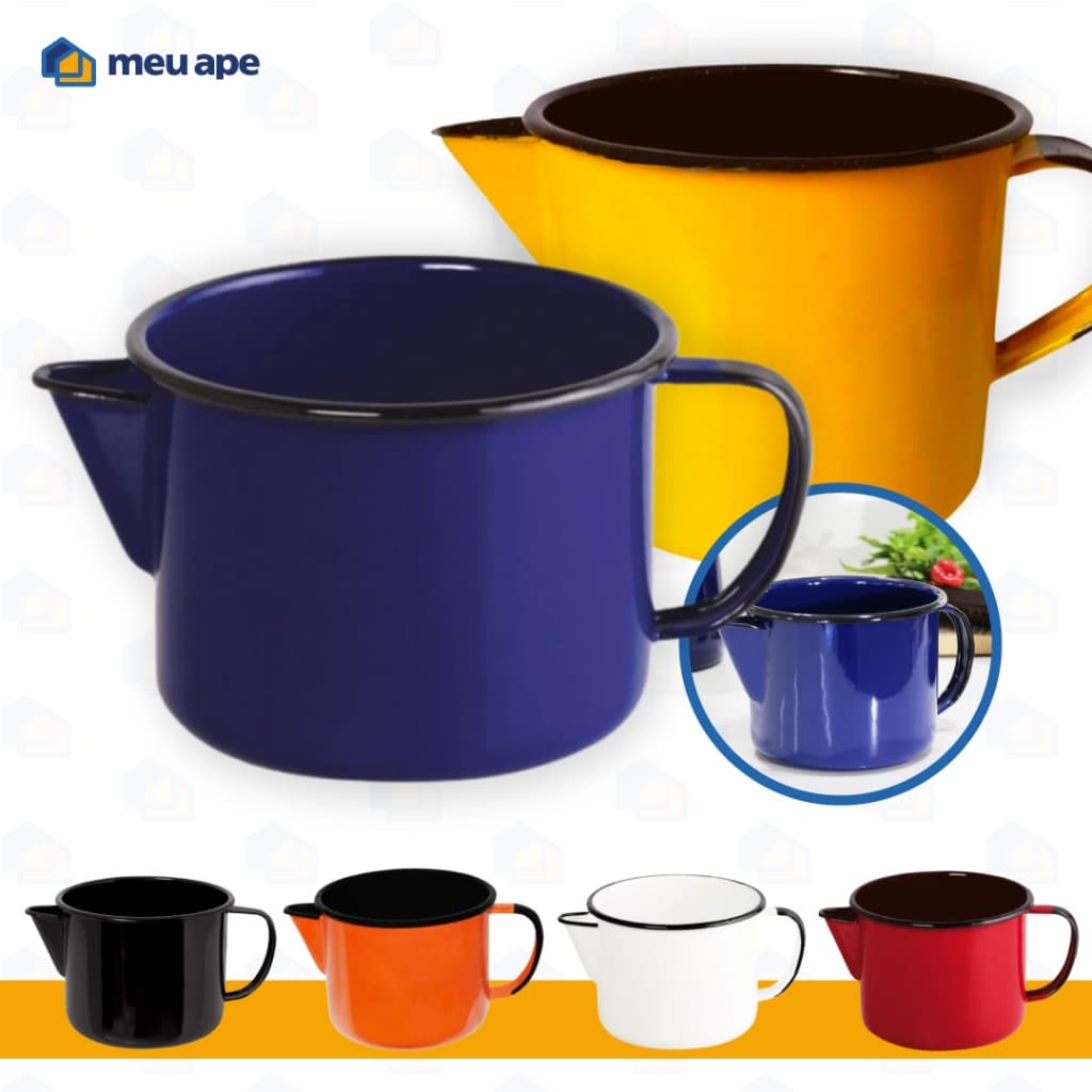 Caneca Leiteira Com Bico Esmaltada Fogão Indução - Elétrico - Fogão a Lenha Original