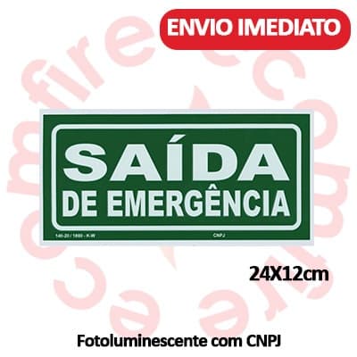 Placa de Sinalização de Emergência -  S12 Saída de Emergência - Rota de Fuga e Saída - ABNT