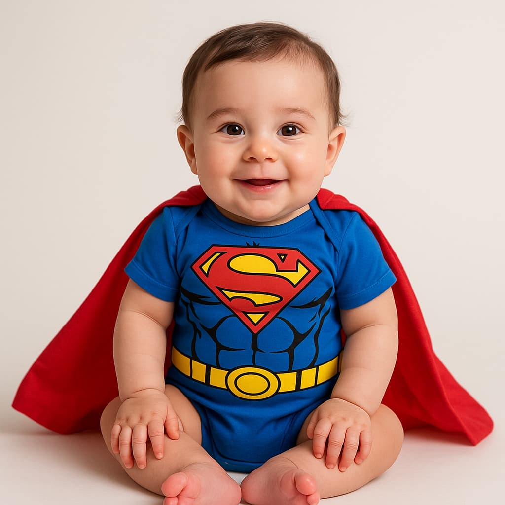 Body Bebê Infantil Menino Mêsversário Temático Superman Super Confortável Linha Premium