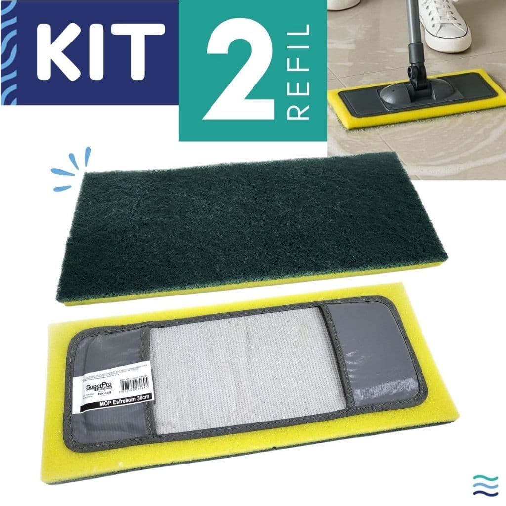 Kit c/ 2 Refil Mop Esfrebom Esponja Abrasivo Limpeza Bettanin Zig Zag