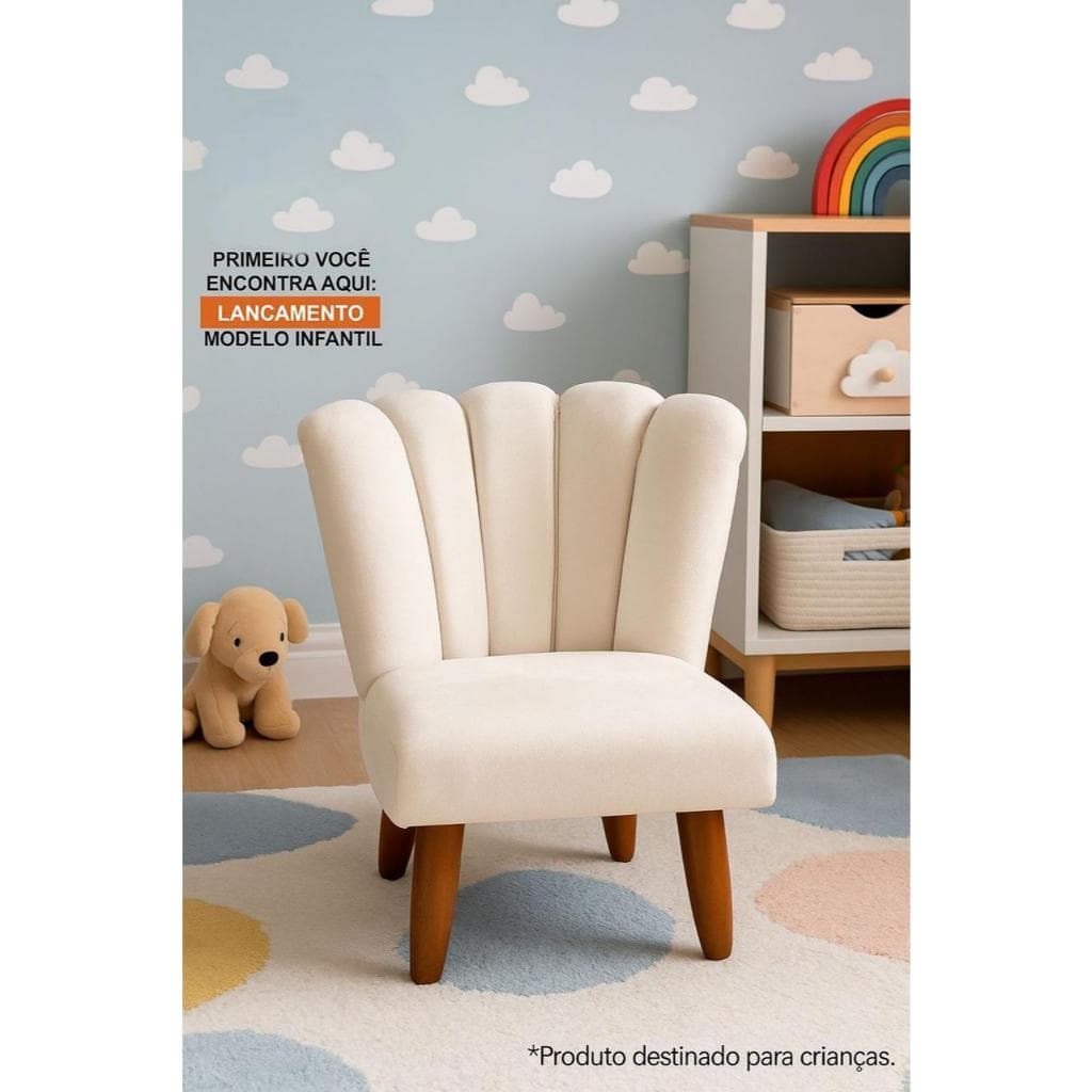 INFANTIL -  Cadeira Infantil Mini Petala Para Crianças de 01 a 08 Anos Pes Palitos Veludo Premium