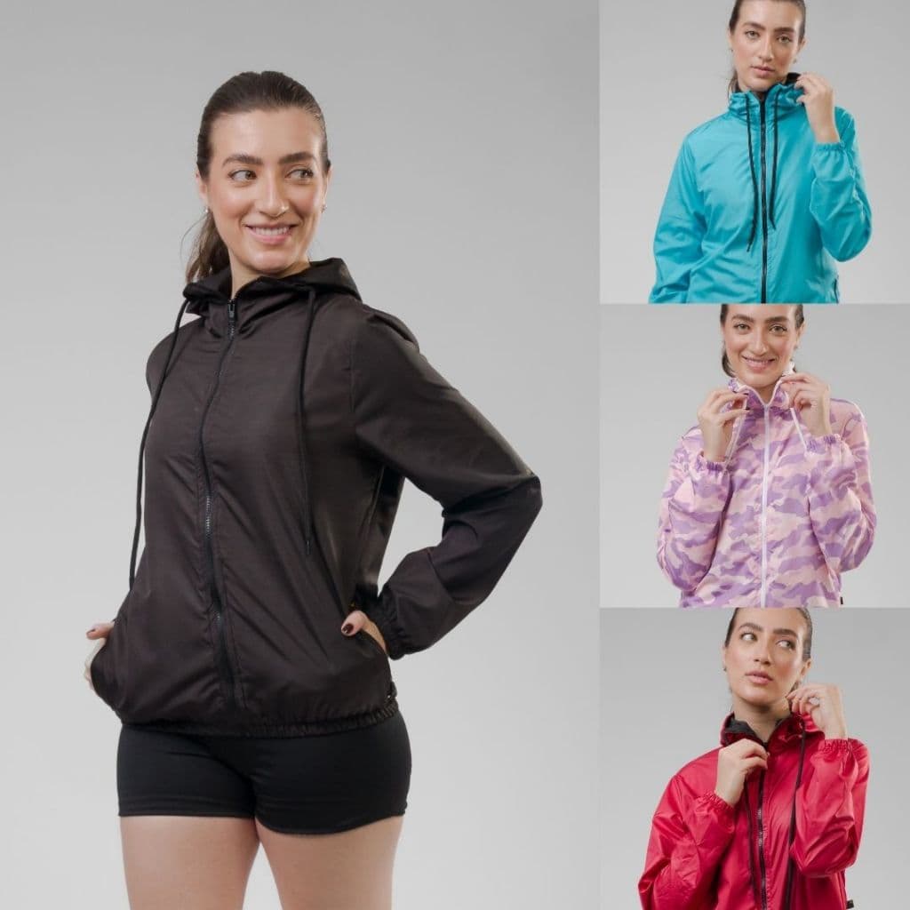 Jaqueta Corta Vento Feminina Impermeável Capuz Academia