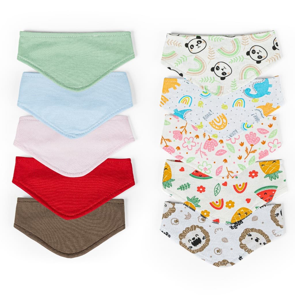 Kit 2 Babador Bandana de Bebê 100% Algodão 36cm x 12cm