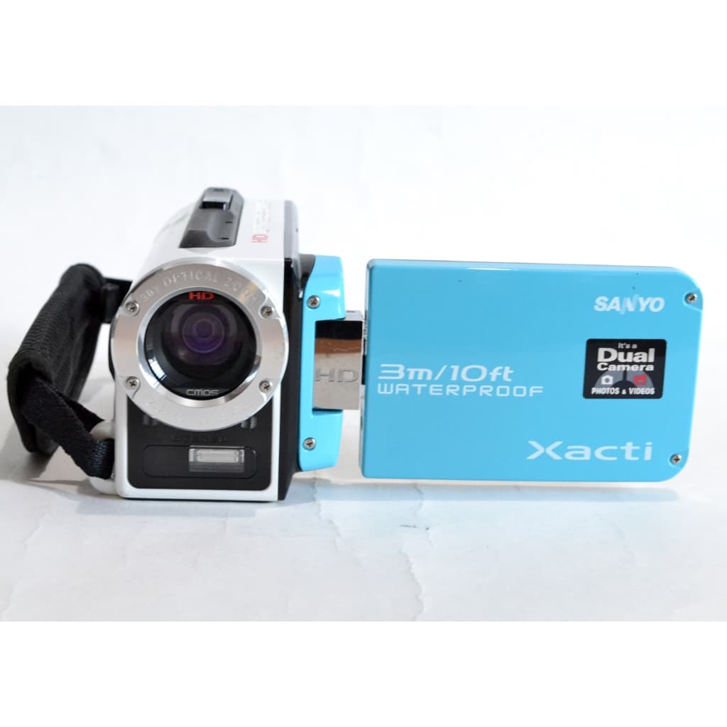 Filmadora e Câmera Sanyo Dual Xacti WH1 HD Resolução 720P Azul Completo Na Caixa Usado Retrô Vintage
