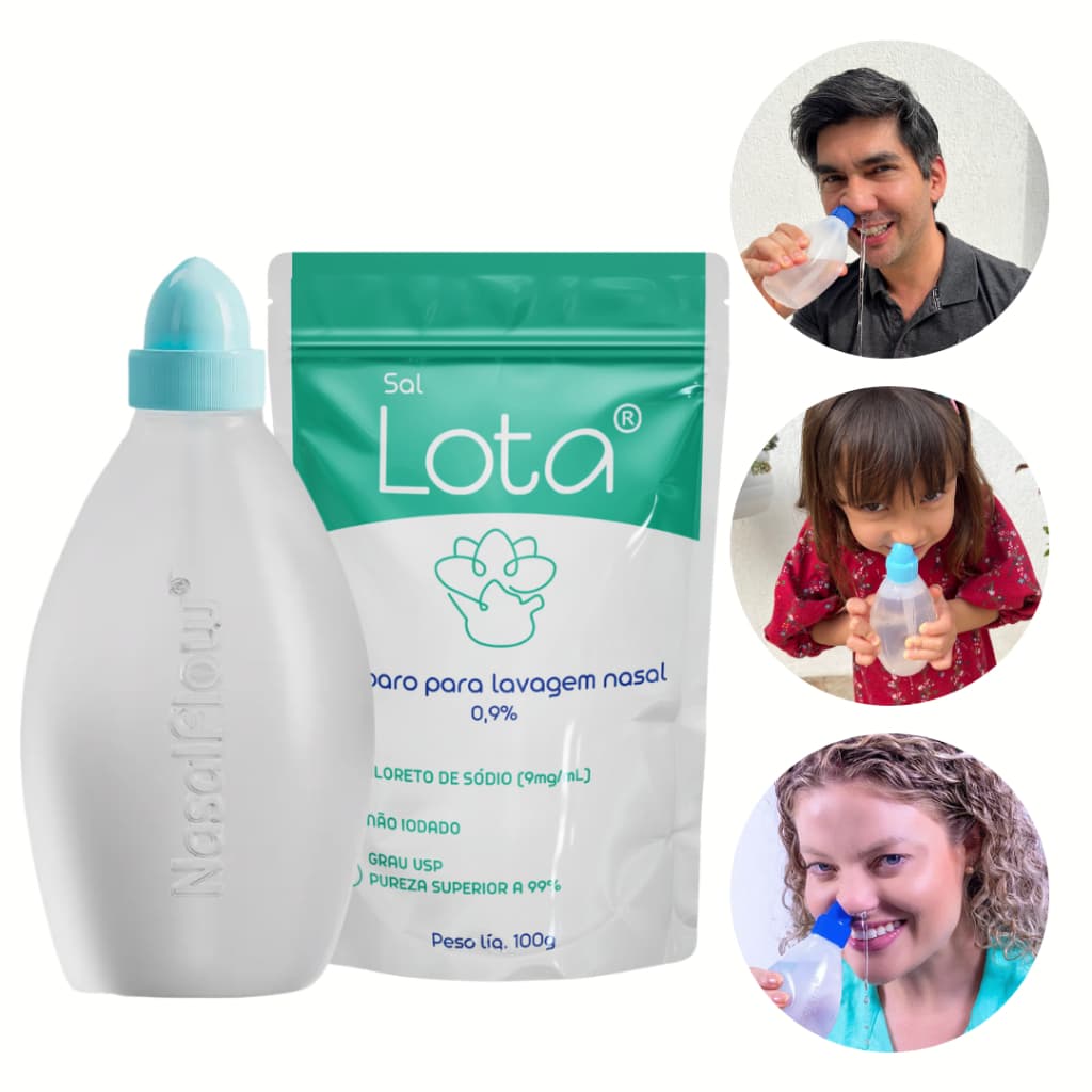 Kit Lavagem Nasal | Nasalflow + 30 sachês Cloreto de Sódio | Alívio da Rinite e Nariz Entupido