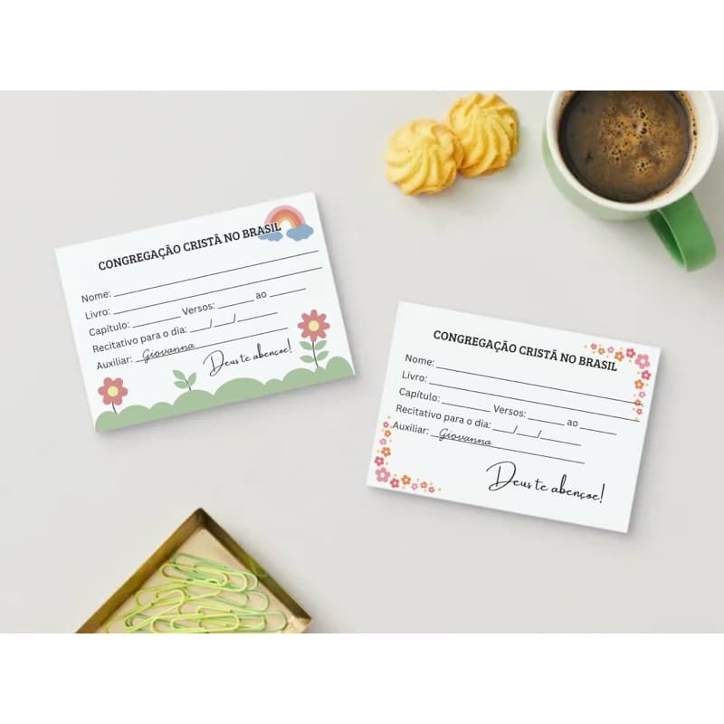 Recitativo Decorado 100 Unidades Congregação CCB Menino Menina