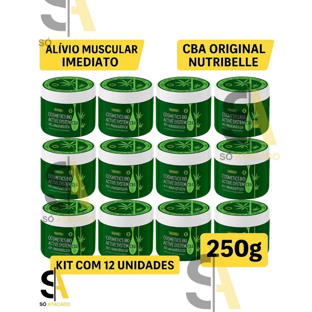 Kit com 12 Unid. Gel Massageador CBA Nutribelle 250g | Alívio Muscular e Relaxamento