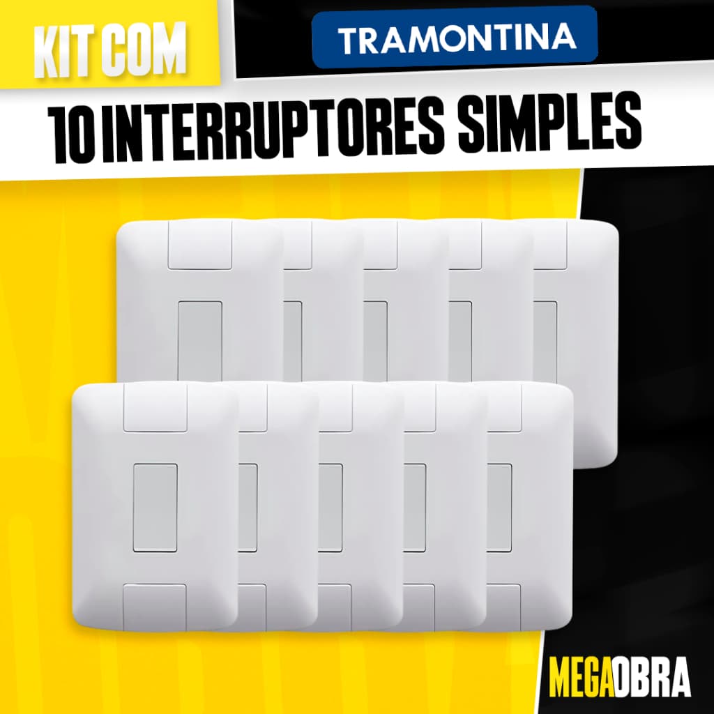 Kit Interruptor Simples Tramontina Aria 1 Tecla 4x2 Modular Branco Com Parafusos