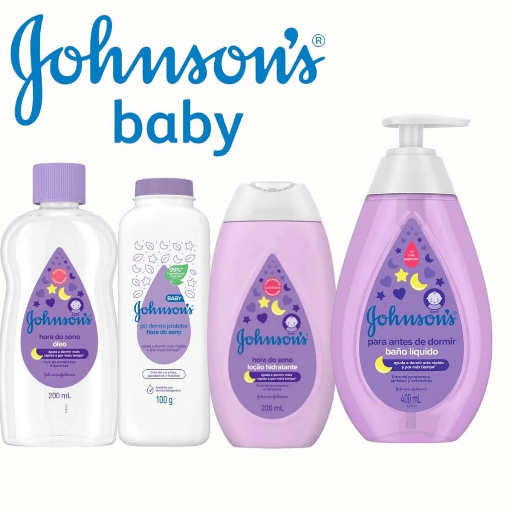 Kit Johnson's Baby Hora do Sono com Óleo Protetor Loção Hidratante e Banho Líquido Cuidado Suave