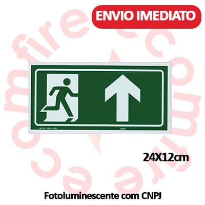 Placa de Sinalização de Emergência - S3 Saída - Seta Acima - Rota de Fuga e Saída - ABNT