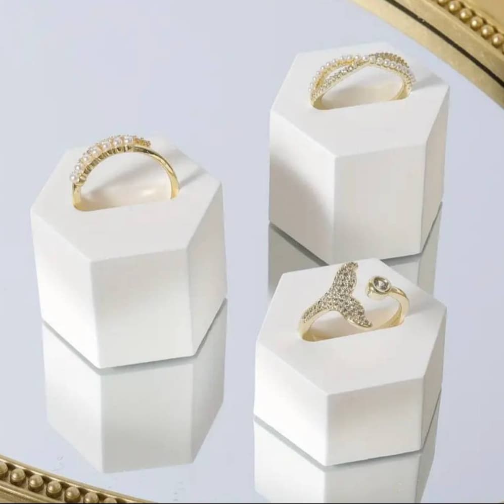 Kit com 6 Expositor para Anéis em Formato Hexagonal - Suporte de Exibição para Joias e Bijuterias