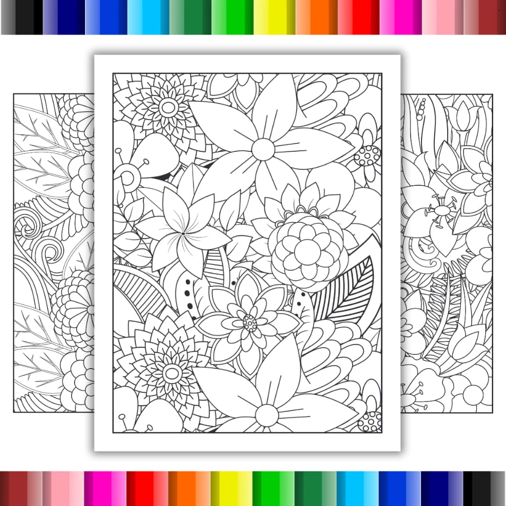 Desenhos para colorir Adulto flores estações - 50 folhas soltas A4