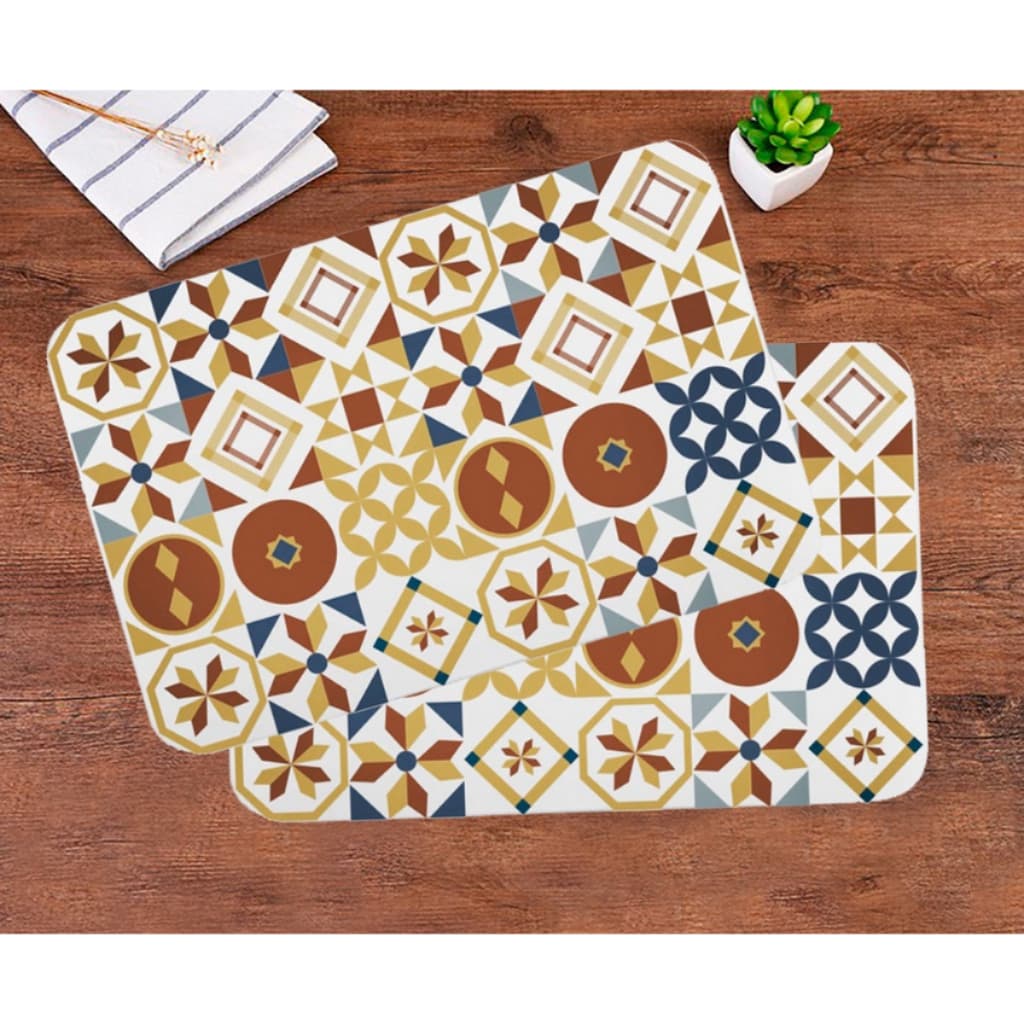 Kit 6 Peças Sousplat Estampado Jogo Americano Decorado Lavável Plástico Resistente Ao Calor