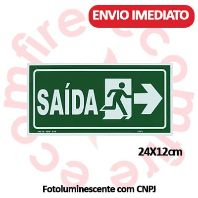 Placa de Sinalização de Emergência - S13 Saída Direita - Rota de Fuga e Saída - ABNT