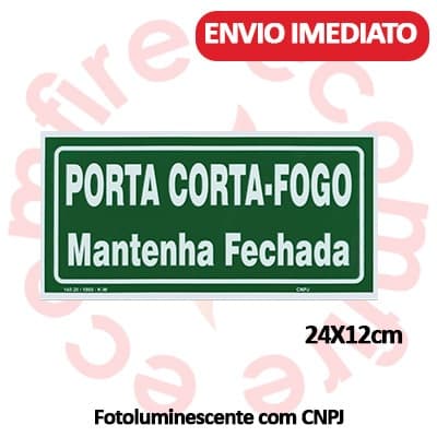 Placa de Sinalização de Emergência - M4 Porta Corta Fogo - Rota de Fuga e Saída - ABNT