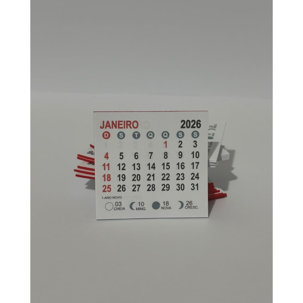 Mini Calendário 2026 | 100 Unidades | Bloco 5x5 cm