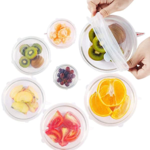 6 Pcs Tampas Silicone Elástica Tampa Reutilizável À Prova Sopa De Fugas Insípido Segurança Tampas Promoção