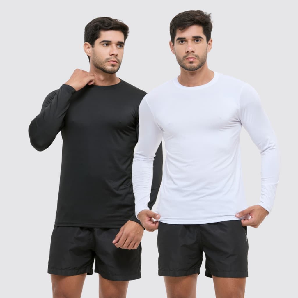 Kit 2 camisa termica masculina blusa uv masculino segunda pele com proteção solar 50+