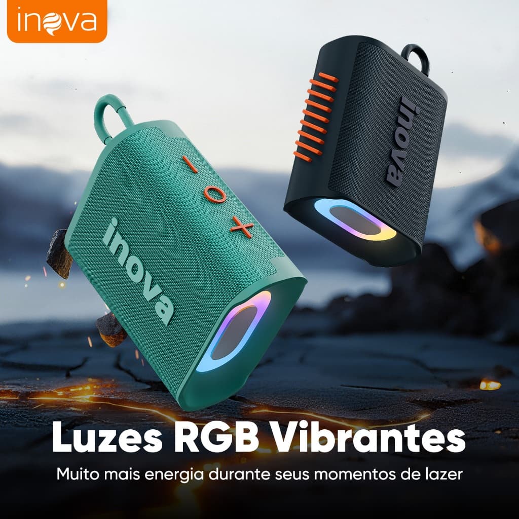 Inova Caixa De Som Go 4 Pro Bluetooth Portátil À Prova D 'Água Luz RGB Sem Fio Com Bateria Esportiva