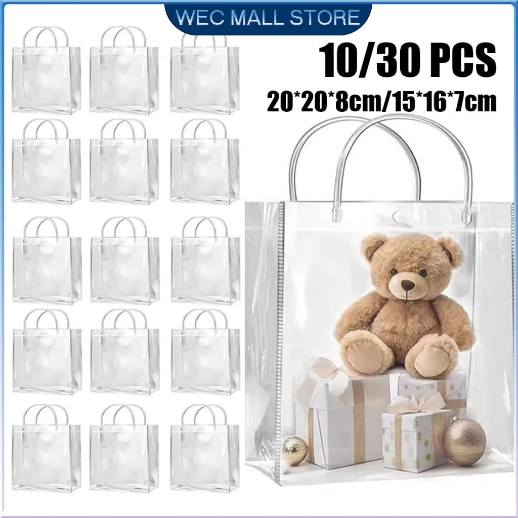 Kit 30/10/20 sacos de presente de plástico de PVC transparente reutilizável sacos de presente