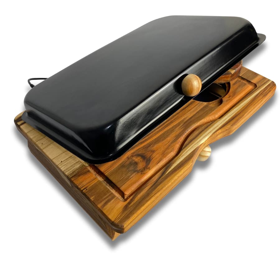 Tabua Churrasco Cortar Carne com Tampa e bandeja Aluminio Grande Premium