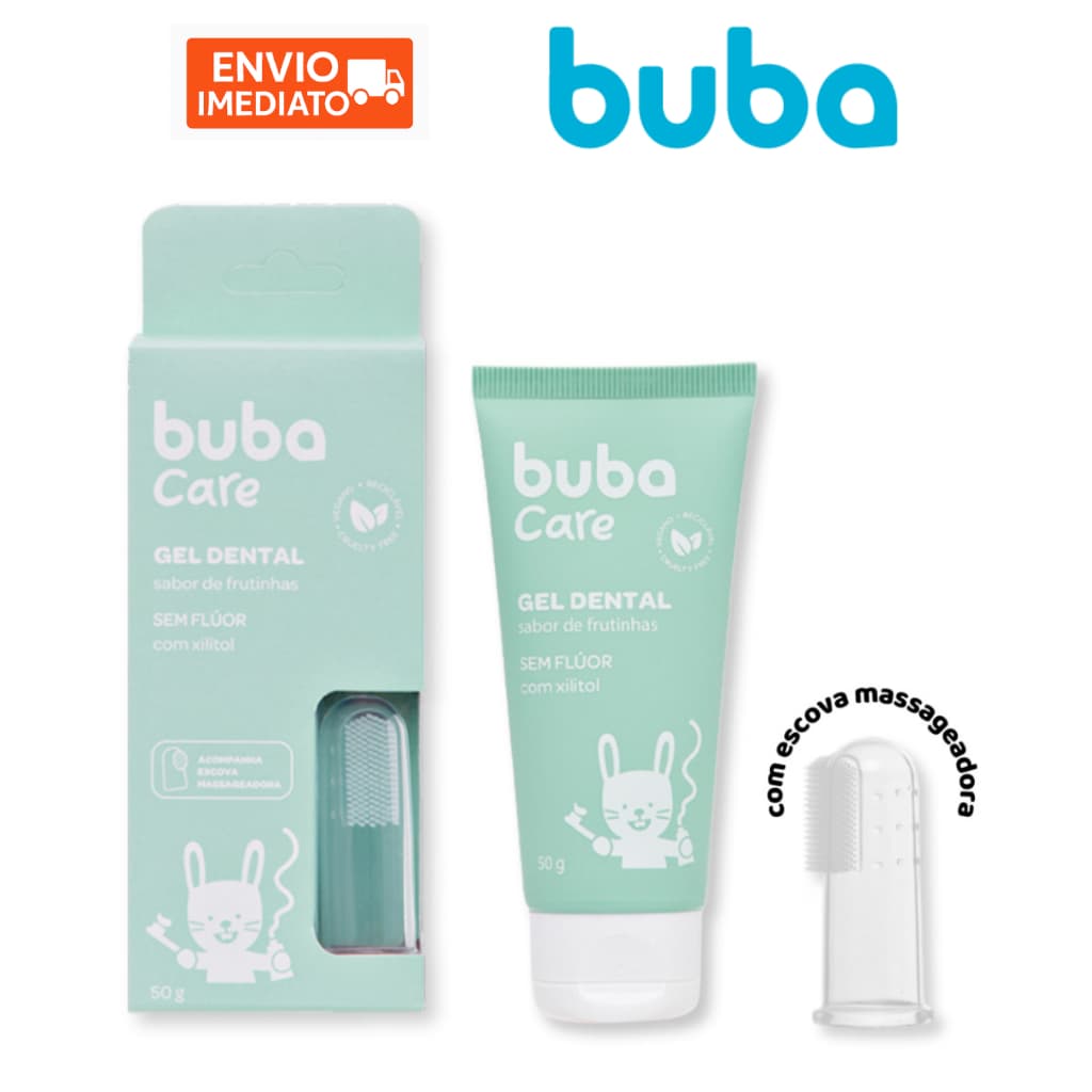 Pasta de Dente Gel Dental Infantil Bebe Buba com Escova de Dedo