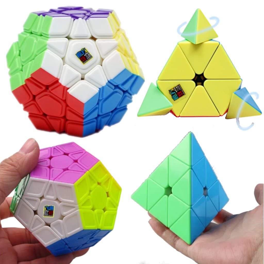 Kit Brinquedo Cubo Mágico Profissional Pyraminx Triângulo + Cubo Megaminx 12 Lados Original Desliza Fácil